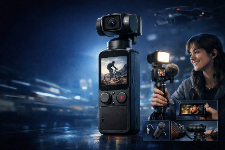 DJI Osmo Pocket 4 в кадре